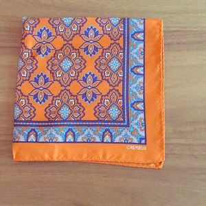 NEW DANIEL CREMIEUX POCKET SQUARE 100% SILK ORANGE
